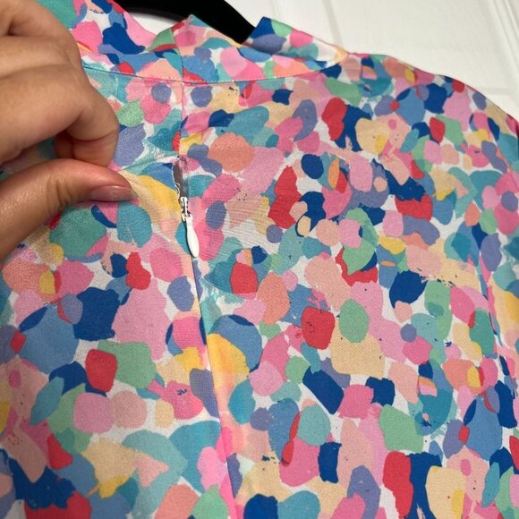 Paloma Blue Bronte Rainbow Printed Crepe Midi Dress Women's Size Small S - Picture 11 of 12